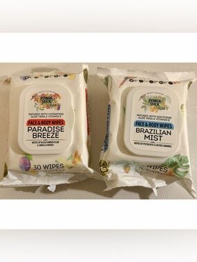 Power Stick Face & Body Wipes Bundle 2 Pack Brazilian Mist Paradise Breeze Lot